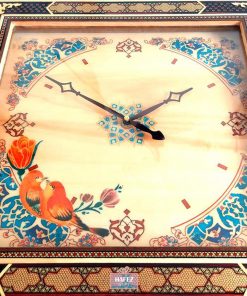 Handmade Wall Clock, Khatam-kari, Dancing Birds Design