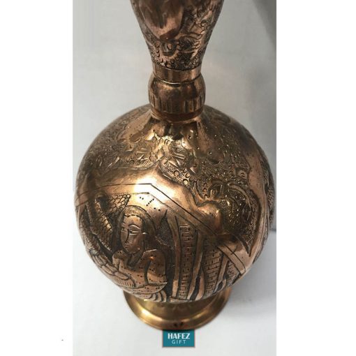 Persian Hand Engraved Copper Flower Vase, Eastern Man Design (2PCs)
