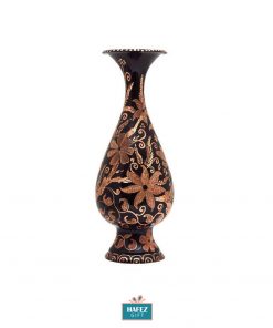 Persian Hand Engraved, Copper Flower Vase, Glazed Tin, Small Bird
