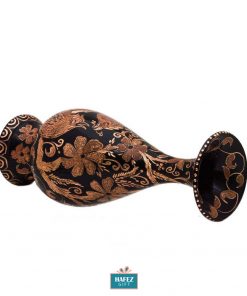 Persian Hand Engraved, Copper Flower Vase, Glazed Tin, Small Bird