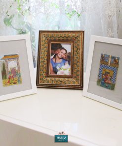 Persian Marquetry Frame and Hand painting Miniature on wood, Eden Design