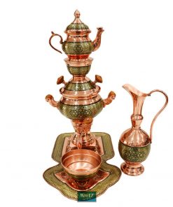 Persian Marquetry, Khatamkari, Hand Engraved, Cooper Samovar (5 items)