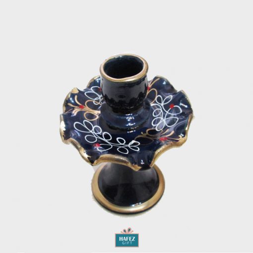 Enamel on Pottery Candle Holders, Lotus Design (2 PCs)