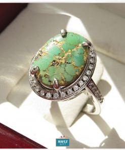 Silver Turquoise Ring, Green Design