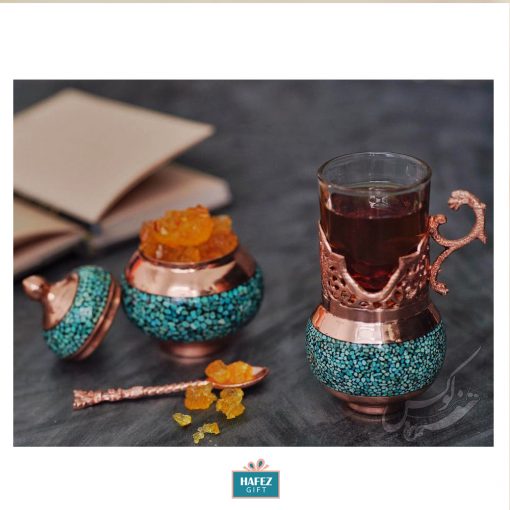 Turquoise Tea Set on Copper, Lovers Design