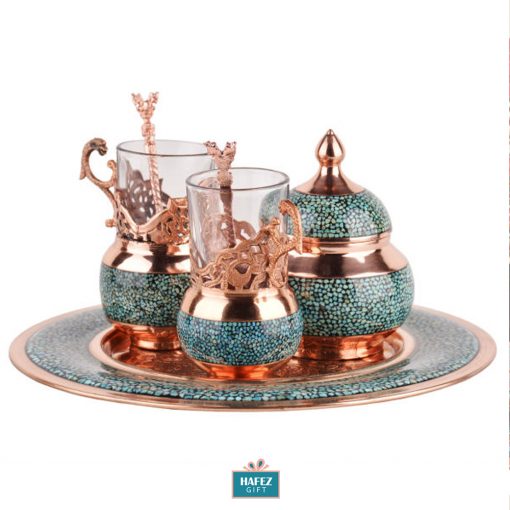 Turquoise Tea Set on Copper, Lovers Design