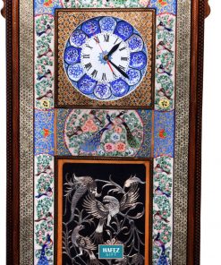 Handmade Wall Clock, Minakari & Khatam-kari, Peacock Miniature Design
