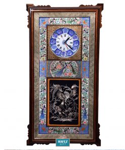 Handmade Wall Clock, Minakari & Khatam-kari, Peacock Miniature Design