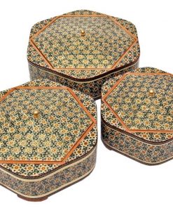 Persian Marquetry Candy Boxes, Flower Shape (3 PCs)
