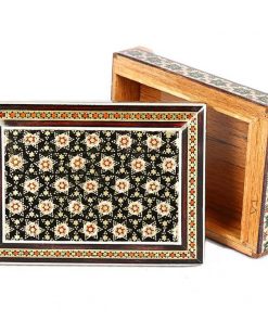 Persian Marquetry Jewelry Box, Black Stars Design