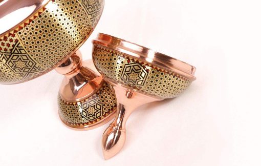 Persian Marquetry Khatam Kari Candy Dish Copper Diamond Design