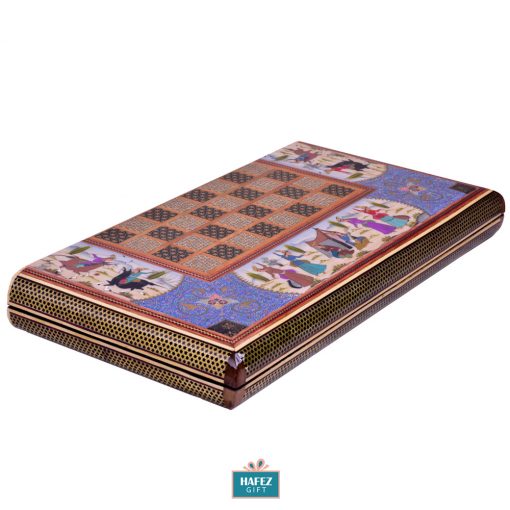 Persian Marquetry Khatam Kari Chess and Backgammon Board, King Design (Pro) 