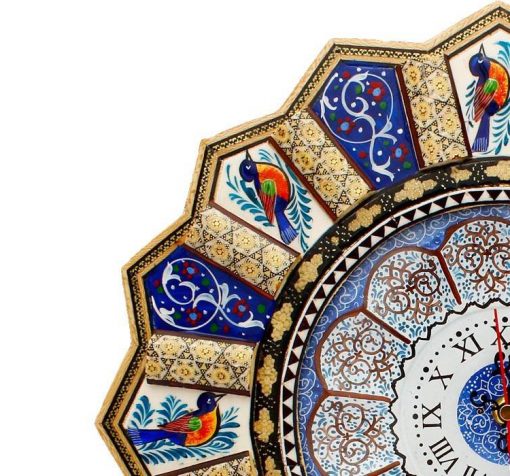 Persian Marquetry Khatam Kari Wall Clock, Fly Design