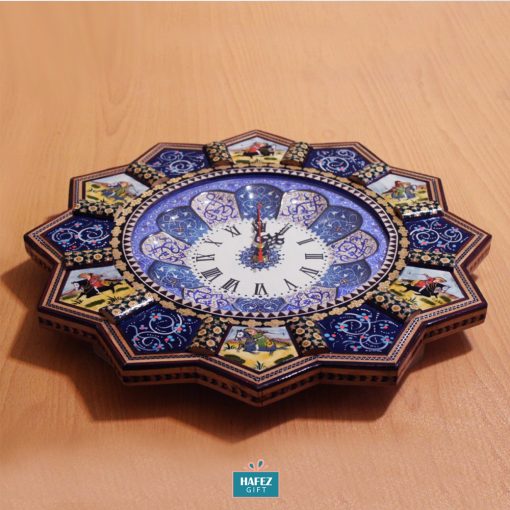 Persian Marquetry (Khatam Kari) Wall Clock, Rider Design