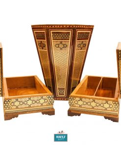 Persian Marquetry Spoon & Fork Box, Tissue Box and Trash Bin, Lux Set Design