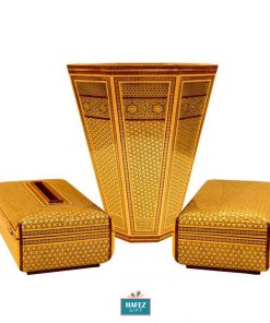 Persian Marquetry Spoon & Fork Box, Tissue Box and Trash Bin, Professional Set Design