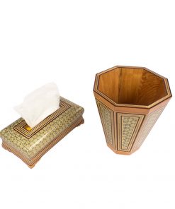 Persian Marquetry Tissue Box and Trash Bin, Selena Set Design