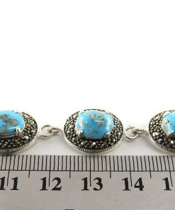 Silver Turquoise Bracelet, Hemisphere Design