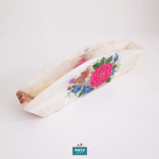 Persian Marble Tissue Holder, Flowers Painting