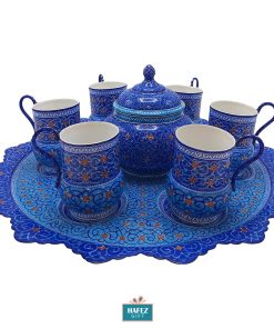 Minakari Persian Enamel Tea Cups Service, Mari Design