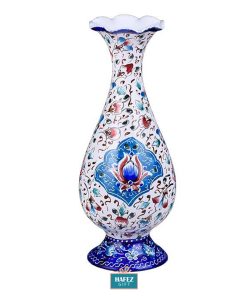 Persian Enamel, Flower Pot, White Design