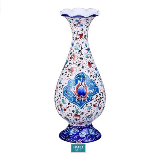 Persian Enamel, Flower Pot, White Design