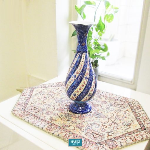 Persian Enamel, Minakari, Flower Pot, Deep Eden Design