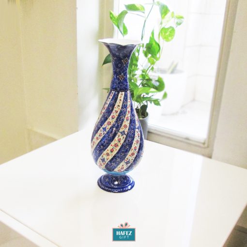 Persian Enamel, Minakari, Flower Pot, Deep Eden Design