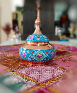 Persian Enamel Painting 2 Flower Pots and Candy Dish Set (3 PCs)