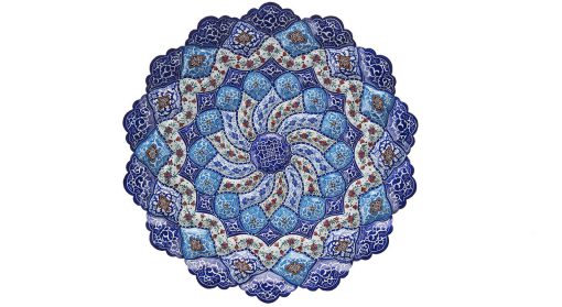 Mina-kari Persian Enamel Plate, Blue Planet Design