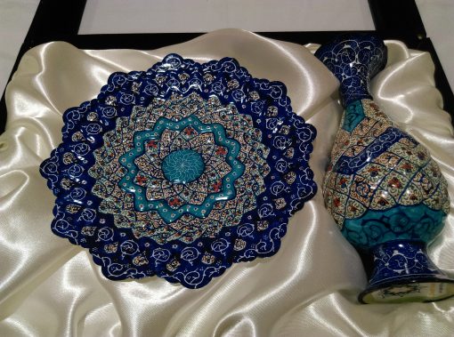 Minakari, Persian Enamel, Plate and pot set