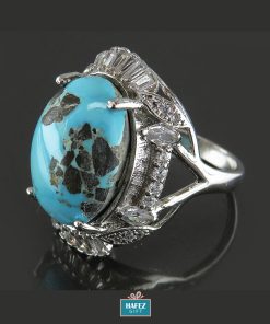 Silver Turquoise Ring, Flora Design