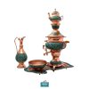Turquoise Stone & Hand Engraved Cooper Samovar (5 items)
