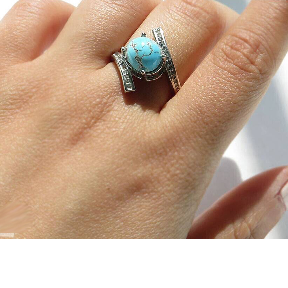 Silver Turquoise Ring, Maria Design (2) Silver Turquoise Ring, Maria Design
